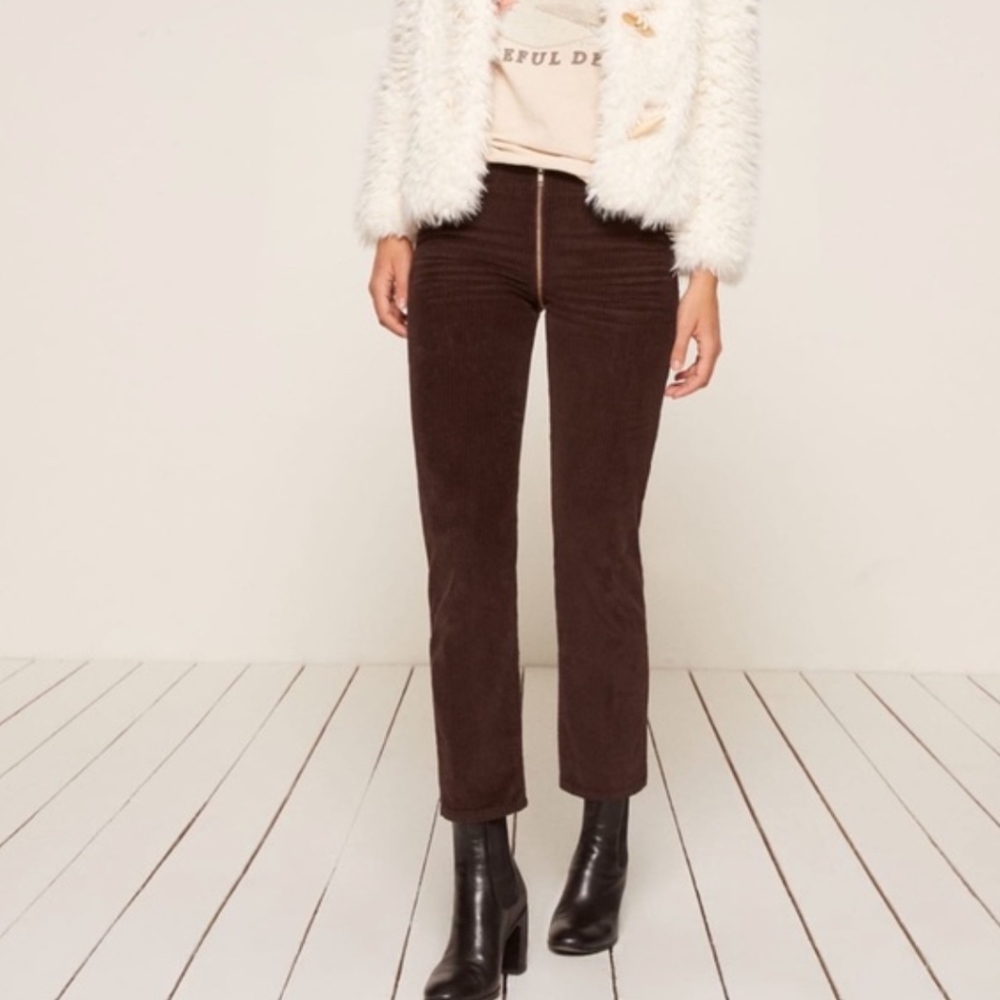 REFORMATION Dark Brown Bruno Corduroys, Size 24